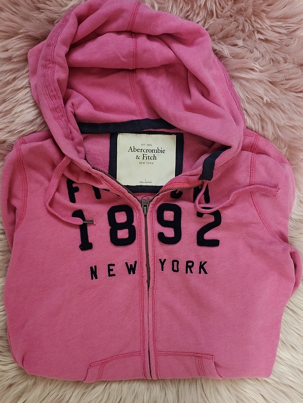 PRE-LOVED VINTAGE ABERCROMBIE & FITCH ZIPPER HOODIE LOGO SWEATSHIRT-L